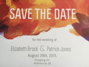 save the date at Youngberg Hill wedding