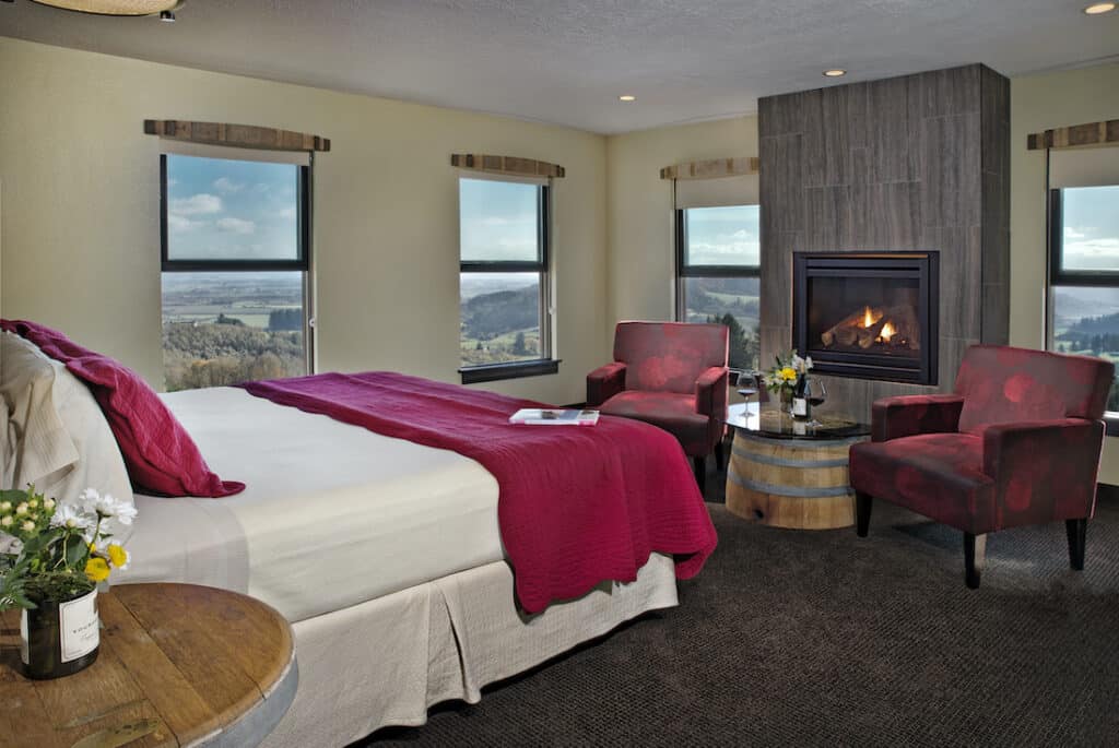 Willamette Valley Wineries, beautiful B&B suite with sweeping views of the vineyards below 