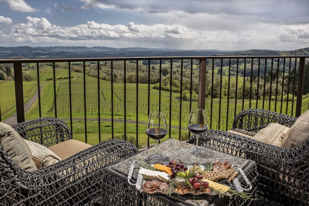 Where to Stay in Willamette Valley, photo of the sweeping view from one of our guest rooms at our McMinnville Bed and Breakfast