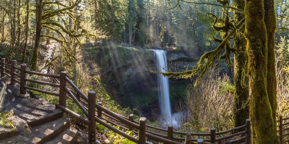 Silver Falls State Park, a photo of a waterfall